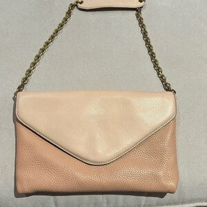 J Crew two tones of pink shoulder bag with muted gold chain link strap